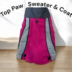 ❄️Top Paw Pink and Gray 2 in 1 coat and sweater